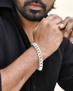 VOJ Silver Plated Stainless Steel Elegent Men's Bracelet - Distacart