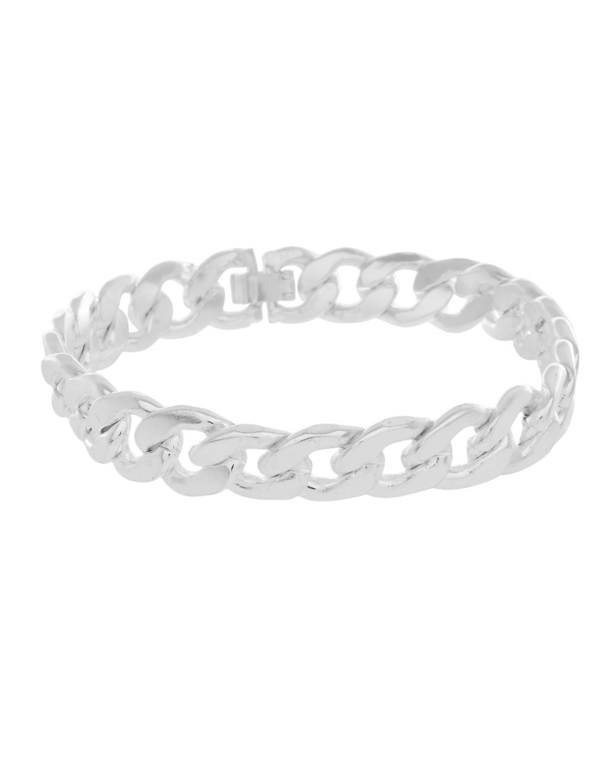VOJ Silver Plated Stainless Steel Elegent Men's Bracelet - Distacart
