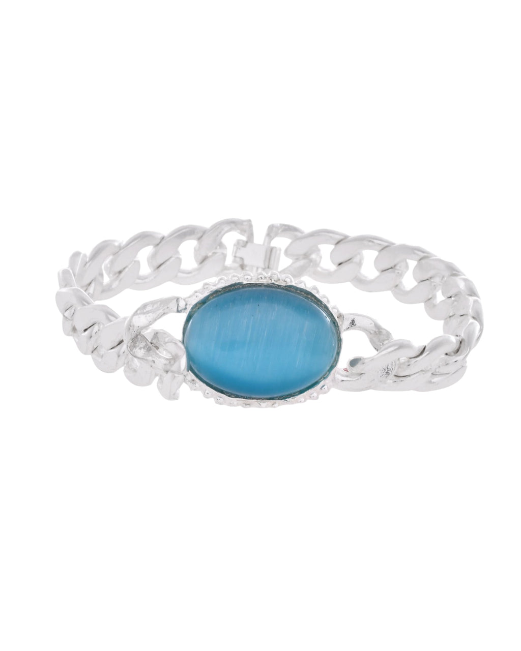 VOJ Silver Plated Blue Stone Men's Bracelet - Distacart