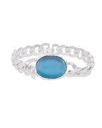 VOJ Silver Plated Blue Stone Men's Bracelet - Distacart