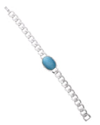 VOJ Silver Plated Blue Stone Men's Bracelet - Distacart
