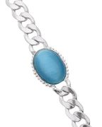 VOJ Silver Plated Blue Stone Men's Bracelet - Distacart