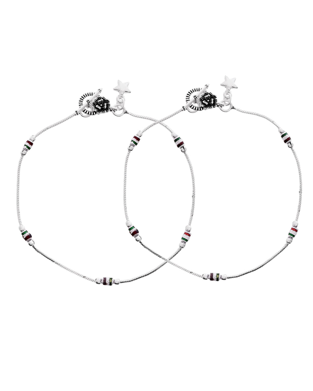 VOJ Set of 2 Silver Plated Elegent Anklet - Distacart