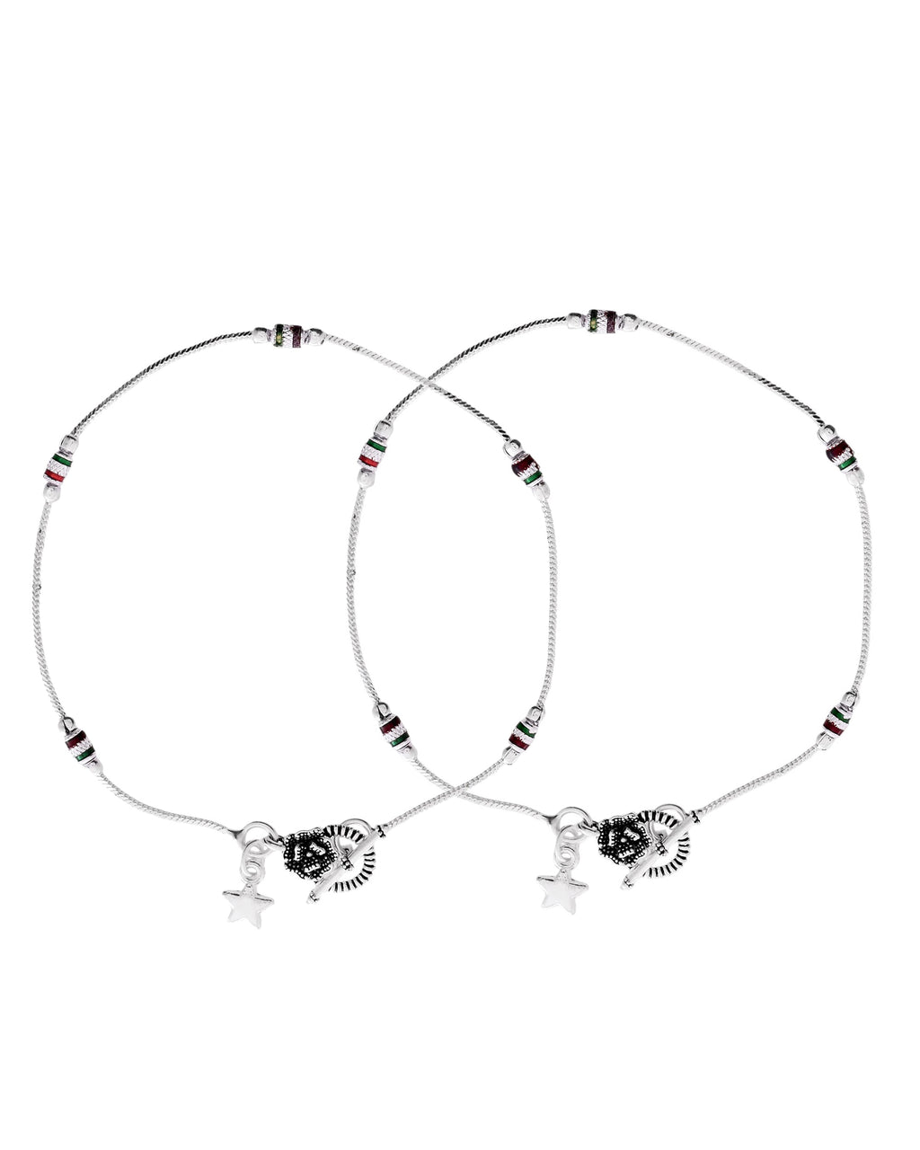VOJ Set of 2 Silver Plated Elegent Anklet - Distacart