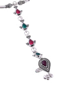 VOJ Set of 2 Silver Toned Meenakari Anklet With Toe Ring - Distacart