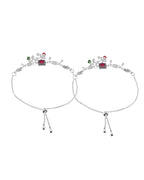 VOJ Set of 2 Silver Plated With Beads Anklet - Distacart