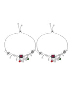 VOJ Set of 2 Silver Plated With Beads Anklet - Distacart
