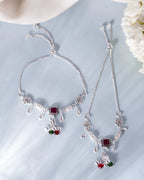VOJ Set of 2 Silver Plated With Beads Anklet - Distacart