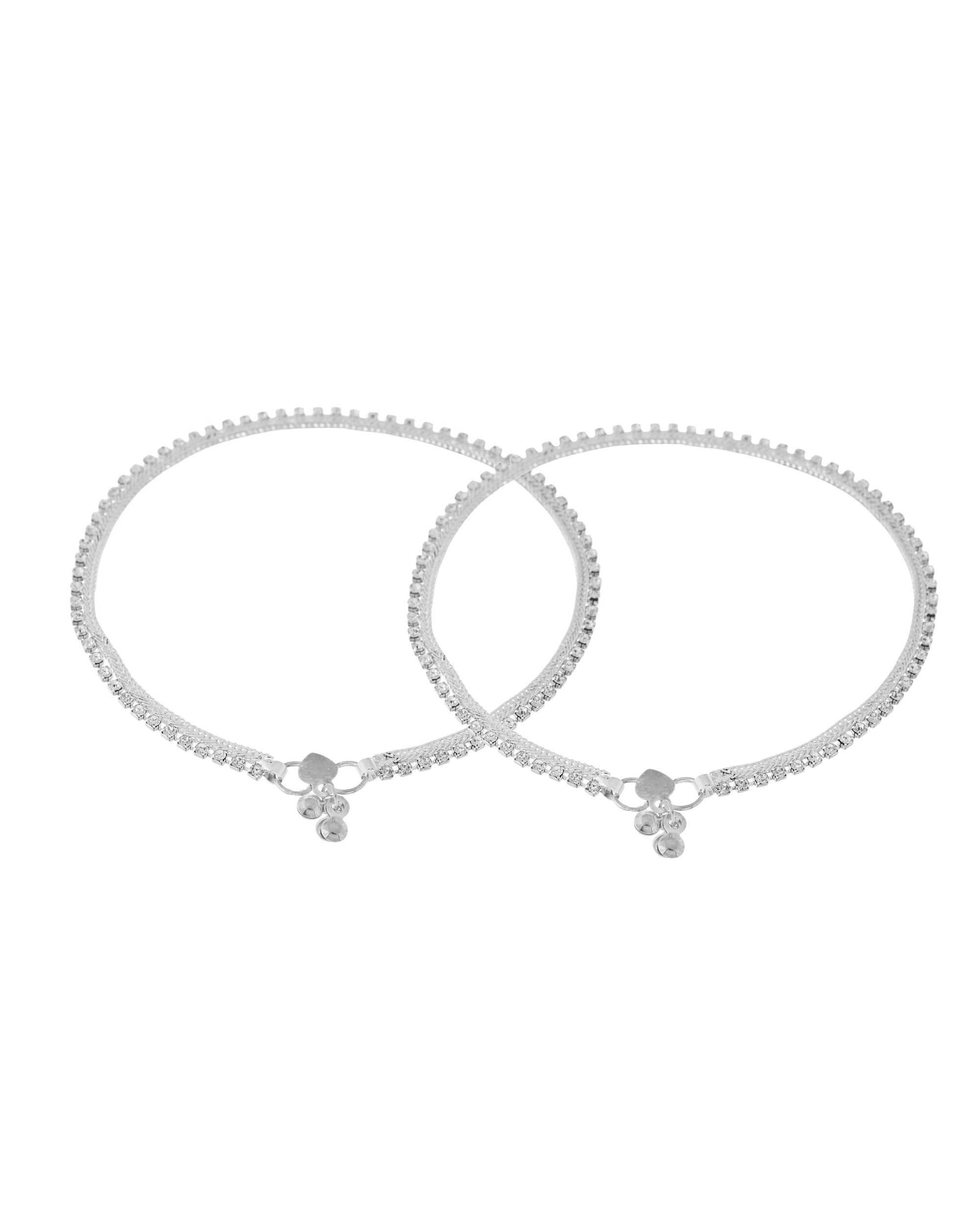 VOJ Silver Plated Stone Studded Stylish Elegent Anklet - Distacart