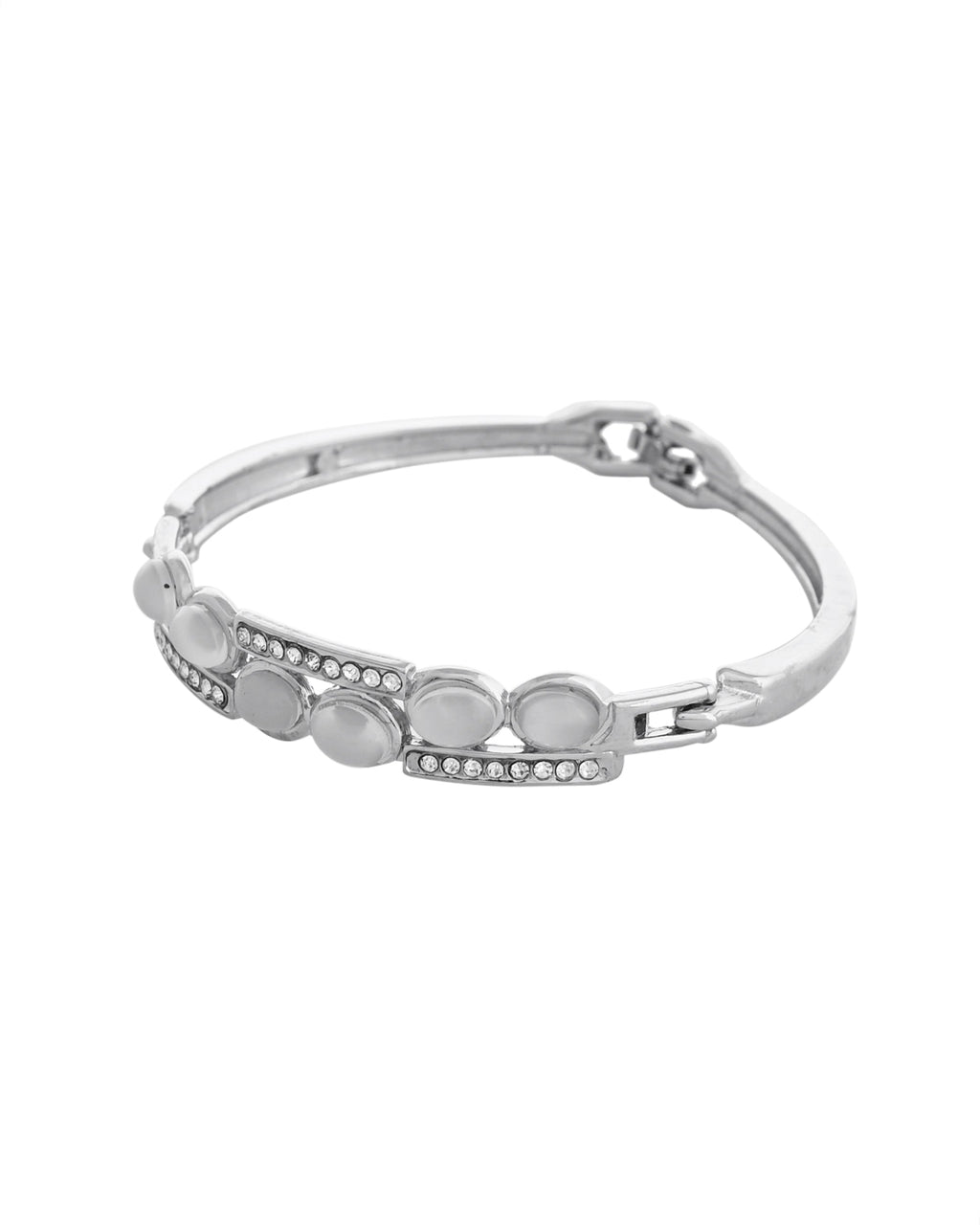 VOJ Silver Plated Stone Studded Kada Bracelet - Distacart