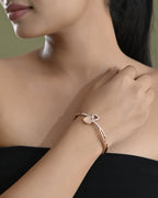 VOJ Gold-Polished Heart Shaped Stone Studded Kada Bracelet - Distacart