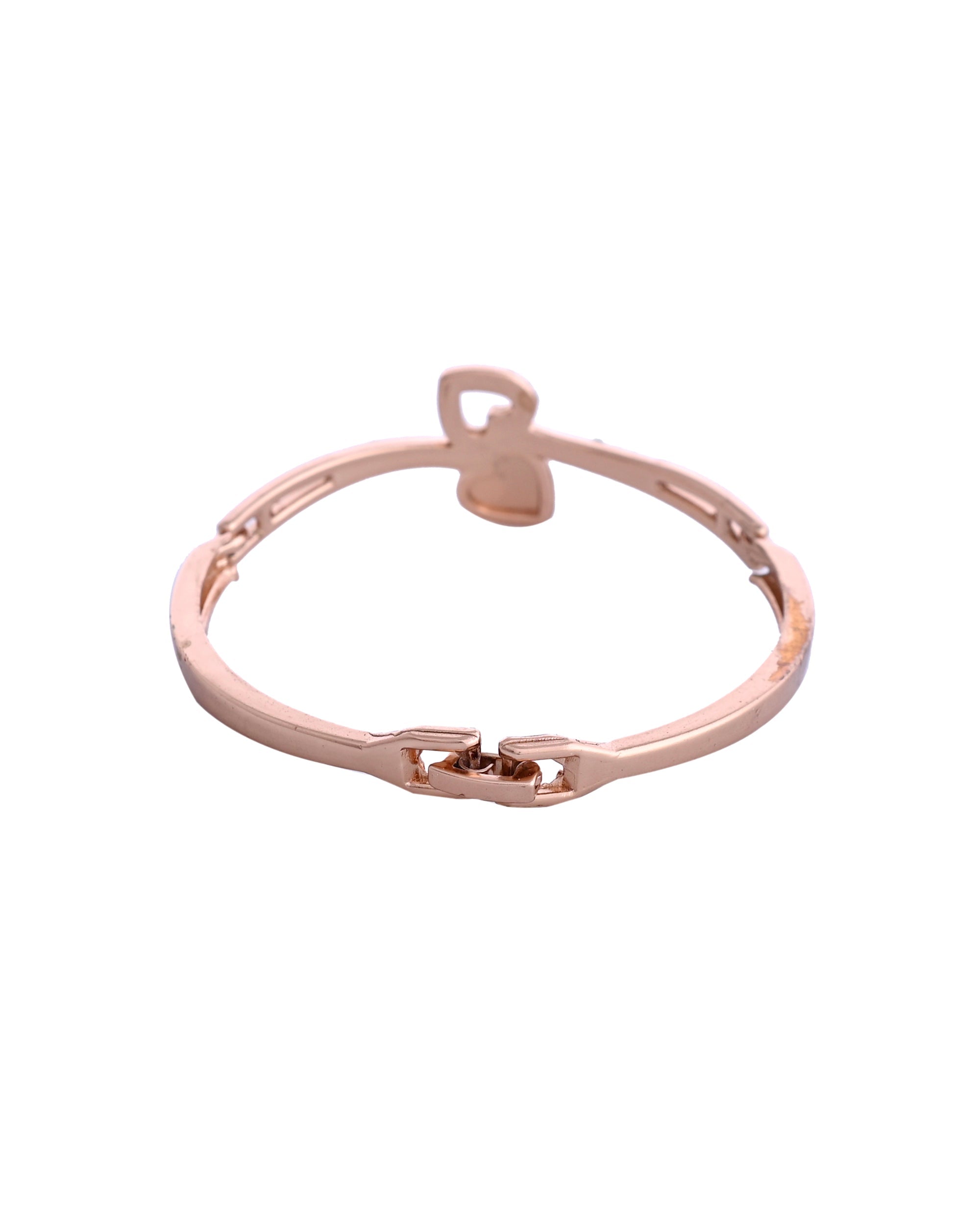 VOJ Gold-Polished Heart Shaped Stone Studded Kada Bracelet - Distacart