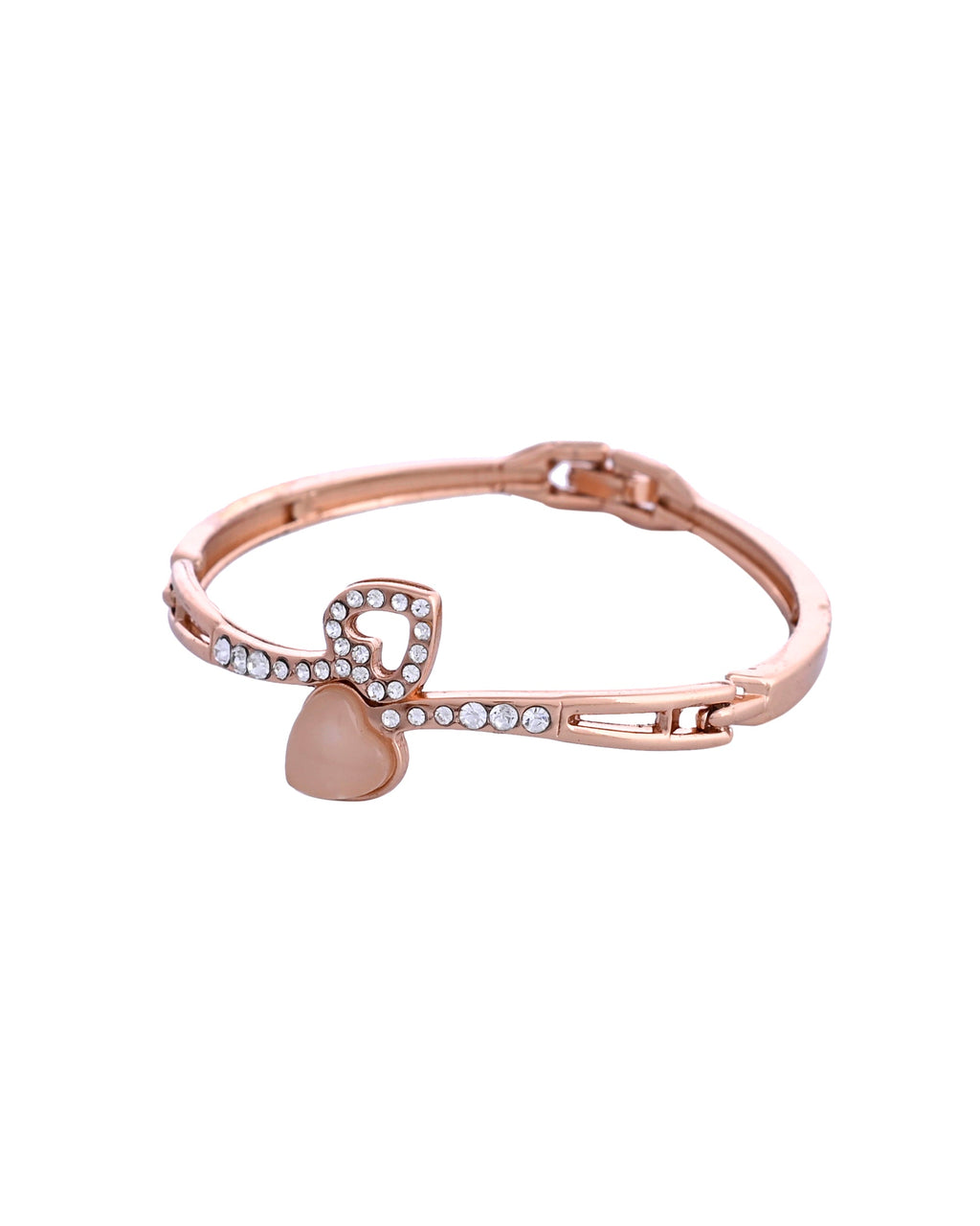 VOJ Gold-Polished Heart Shaped Stone Studded Kada Bracelet - Distacart