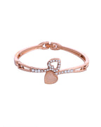 VOJ Gold-Polished Heart Shaped Stone Studded Kada Bracelet - Distacart