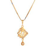 VOJ Gold-Polished AD Stone Studded Geometrical Design Chain Set