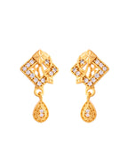 VOJ Gold-Polished AD Stone Studded Geometrical Design Chain Set
