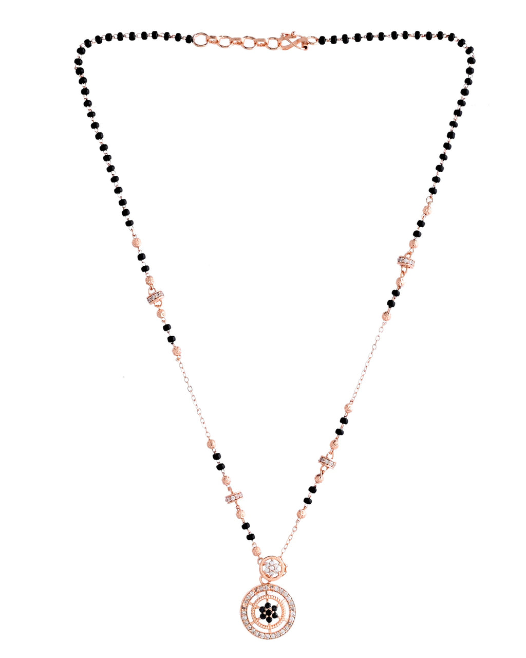 VOJ Rose Gold-Polished Stone Studded Circular Mangalsutra - Distacart