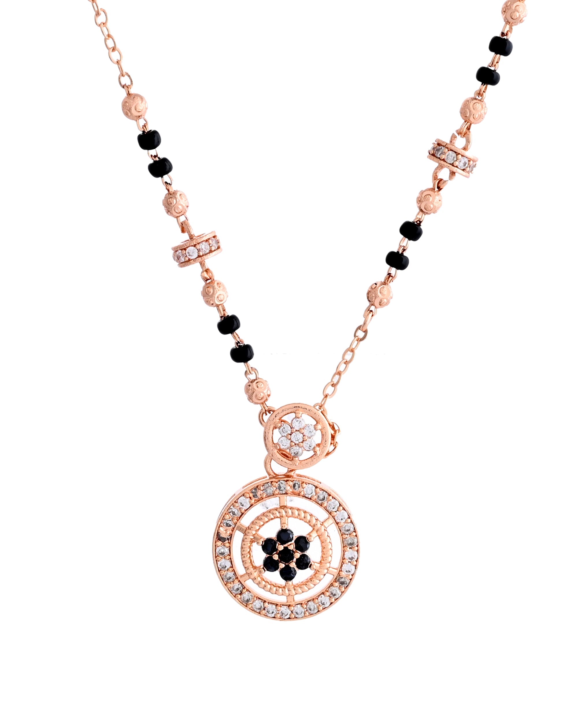 VOJ Rose Gold-Polished Stone Studded Circular Mangalsutra - Distacart