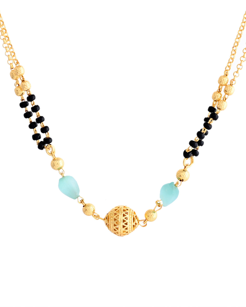 VOJ Gold-Polished Beads Studded MangalSutra - Distacart