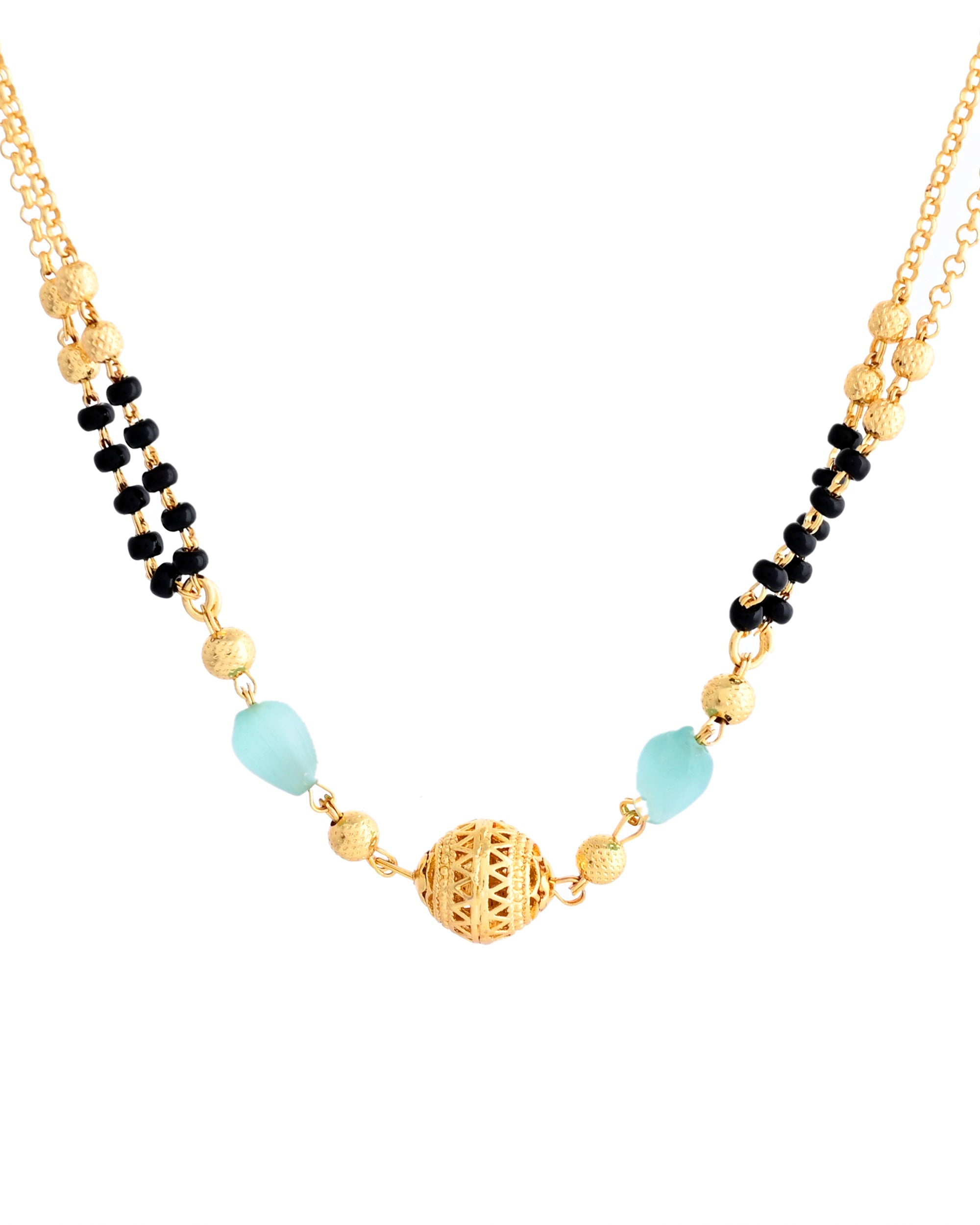 VOJ Gold-Polished Beads Studded MangalSutra - Distacart