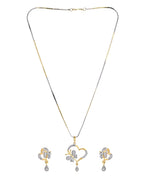VOJ Dual Tone AD Stone Studded Butterfly Shaped Chain Set With Pandent