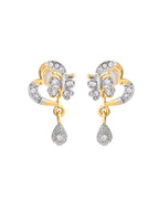VOJ Dual Tone AD Stone Studded Butterfly Shaped Chain Set With Pandent