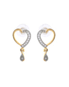 VOJ Dual Tone AD Stone Studded Heart Shaped Chain Set With Pendant