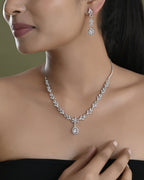 VOJ Silver Plated Elegent Designer AD Jewellery Set