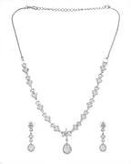 VOJ Silver Plated Elegent Designer AD Jewellery Set