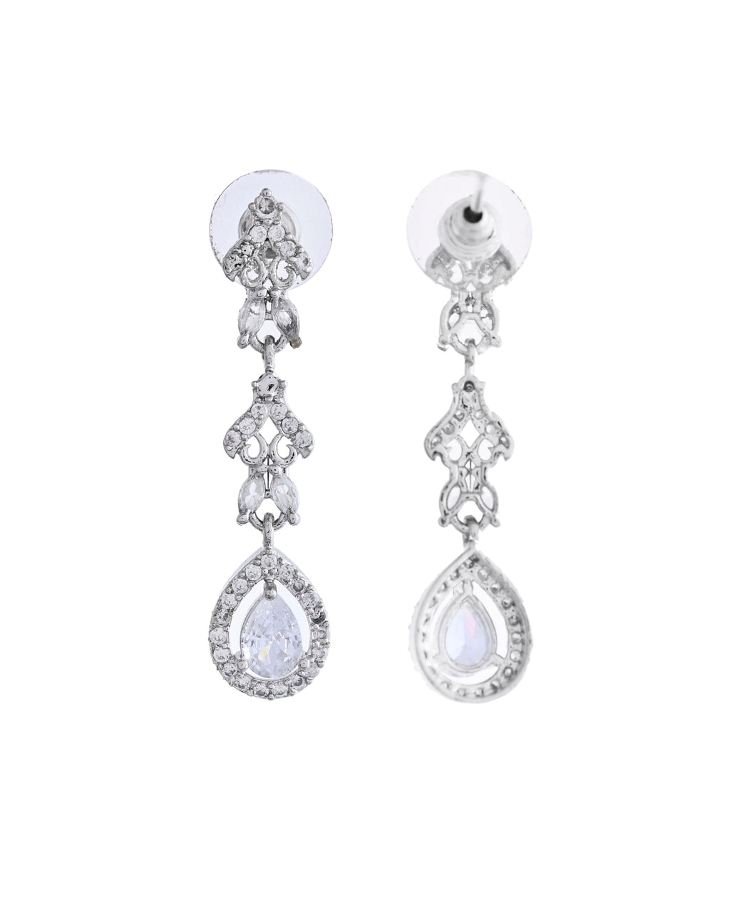 VOJ Silver Plated Elegent Designer AD Jewellery Set