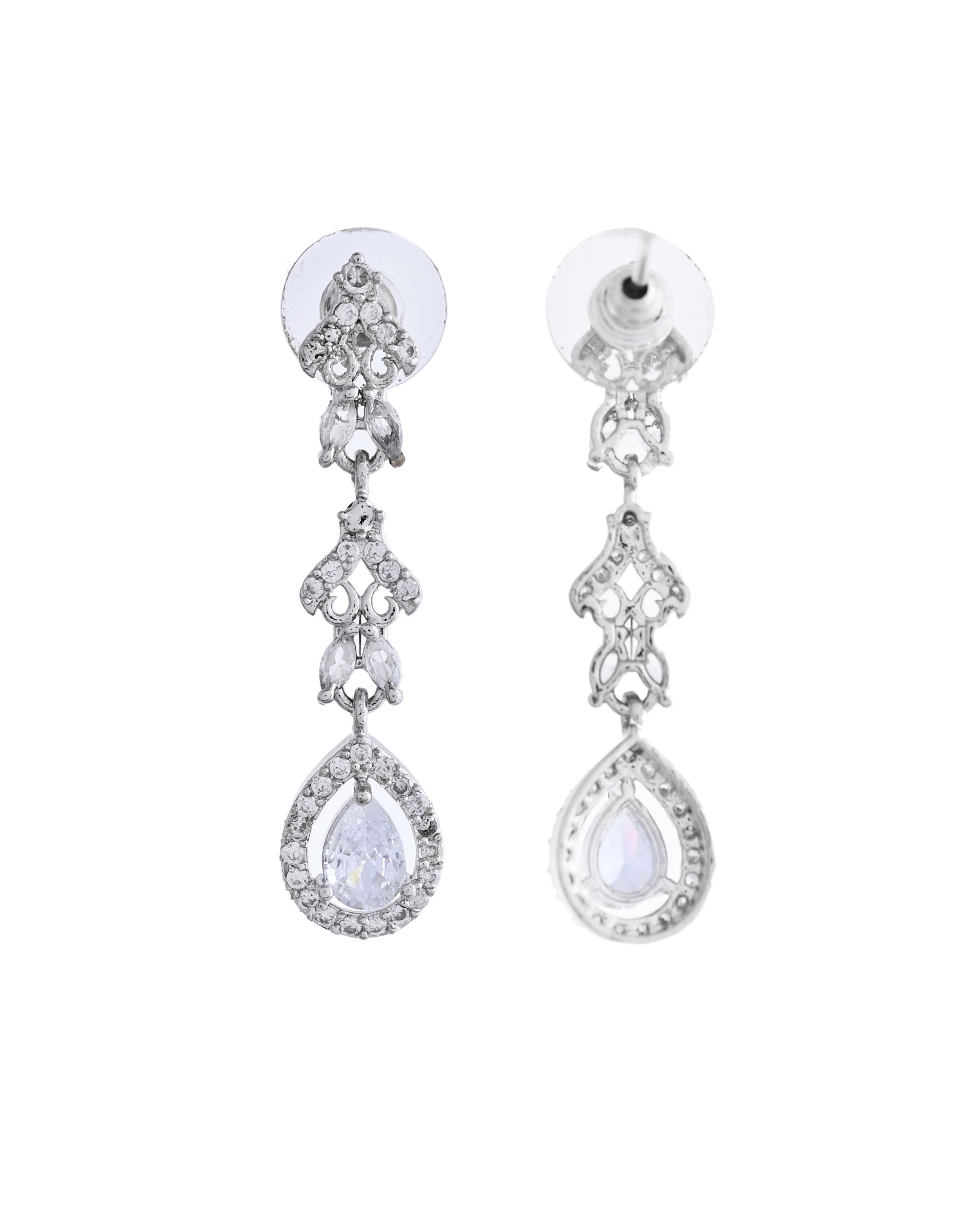 VOJ Silver Plated Elegent Designer AD Jewellery Set