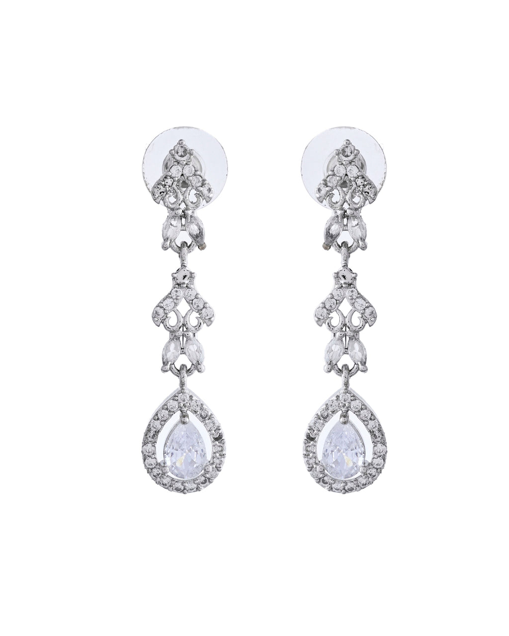 VOJ Silver Plated Elegent Designer AD Jewellery Set