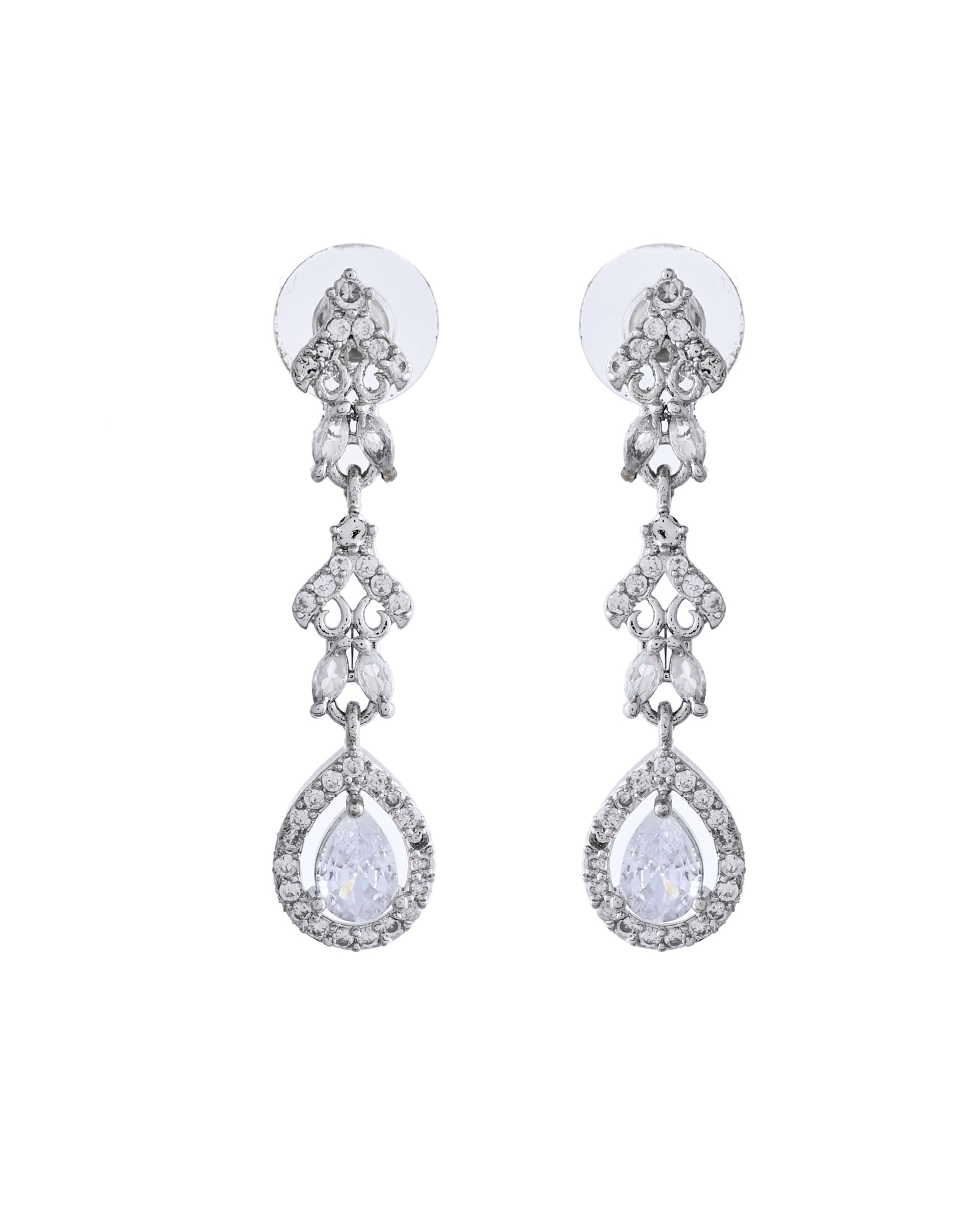 VOJ Silver Plated Elegent Designer AD Jewellery Set