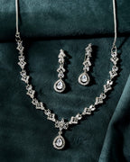 VOJ Silver Plated Elegent Designer AD Jewellery Set
