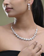 VOJ Silver Plated Star Shaped Necklace With Earrings Set