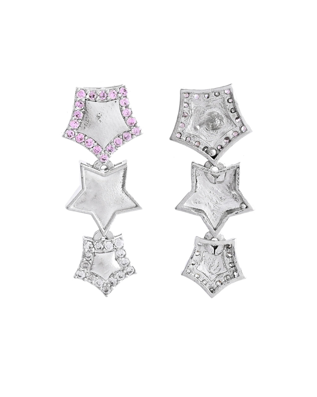 VOJ Silver Plated Star Shaped Necklace With Earrings Set