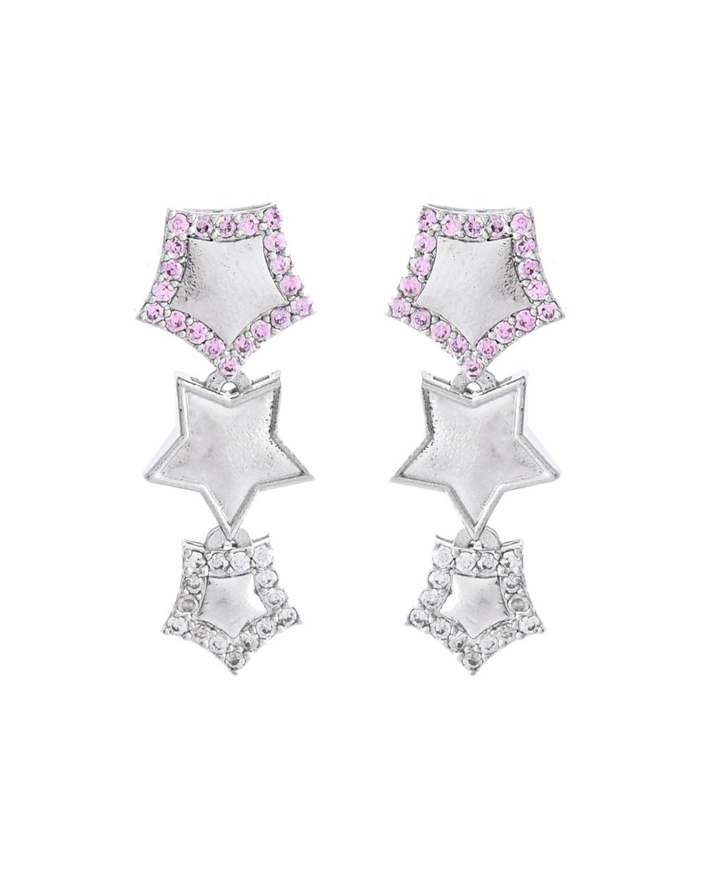VOJ Silver Plated Star Shaped Necklace With Earrings Set