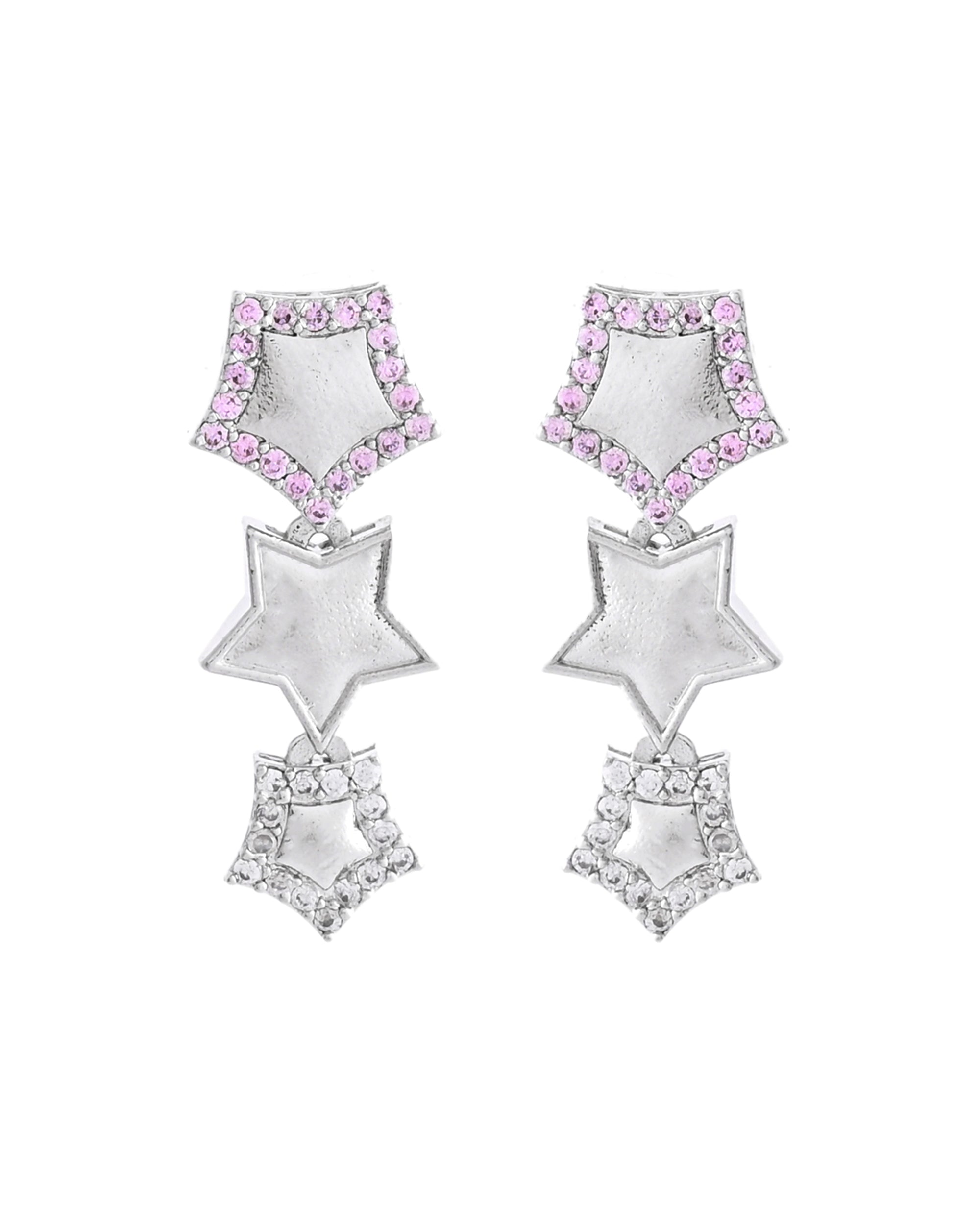 VOJ Silver Plated Star Shaped Necklace With Earrings Set