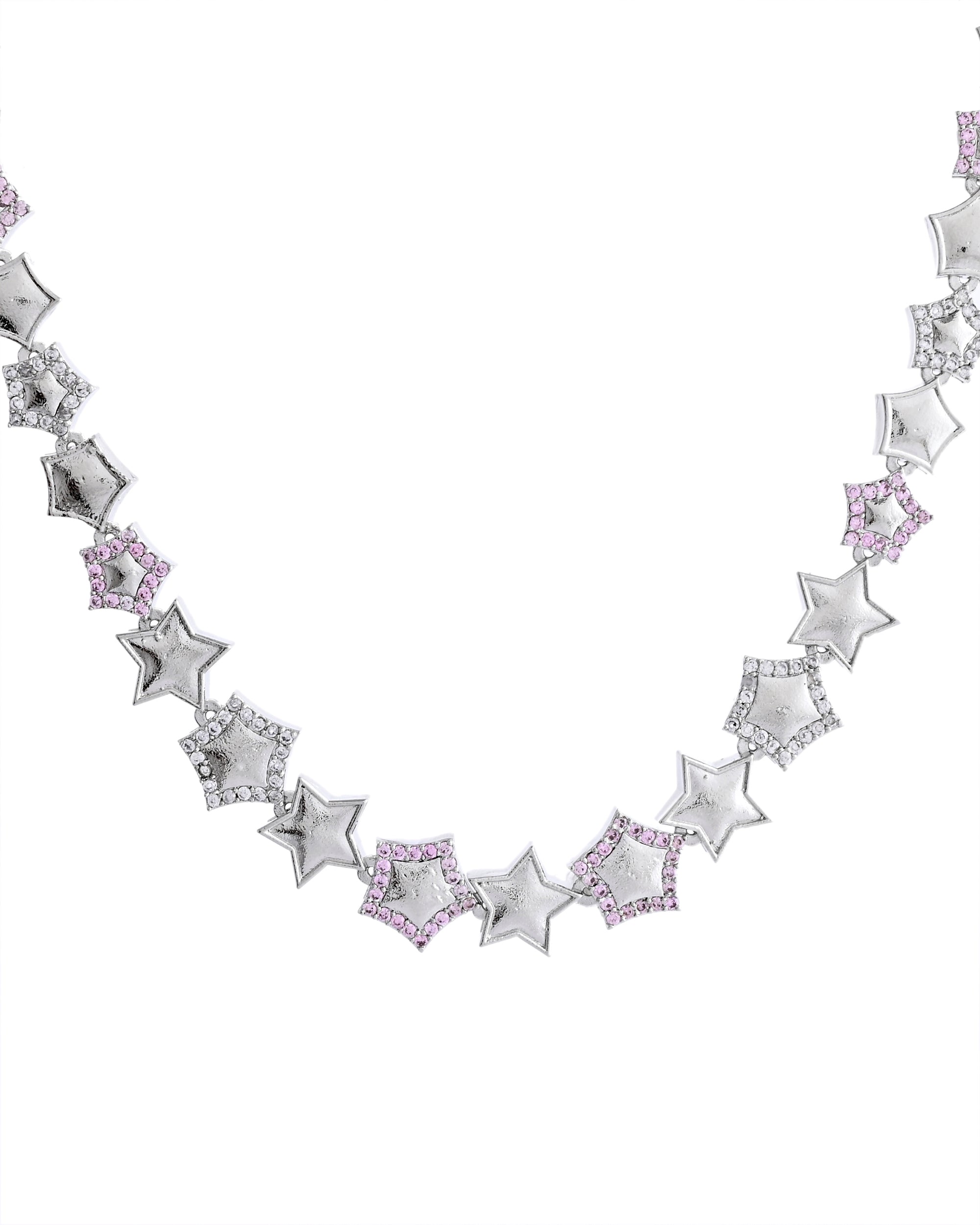 VOJ Silver Plated Star Shaped Necklace With Earrings Set