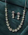VOJ Silver Plated Star Shaped Necklace With Earrings Set