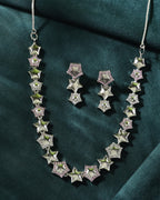 VOJ Silver Plated Star Shaped Necklace With Earrings Set