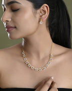 VOJ Gold-Polished Geometrical AD Jewellery Set