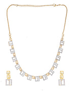 VOJ Gold-Polished Geometrical AD Jewellery Set