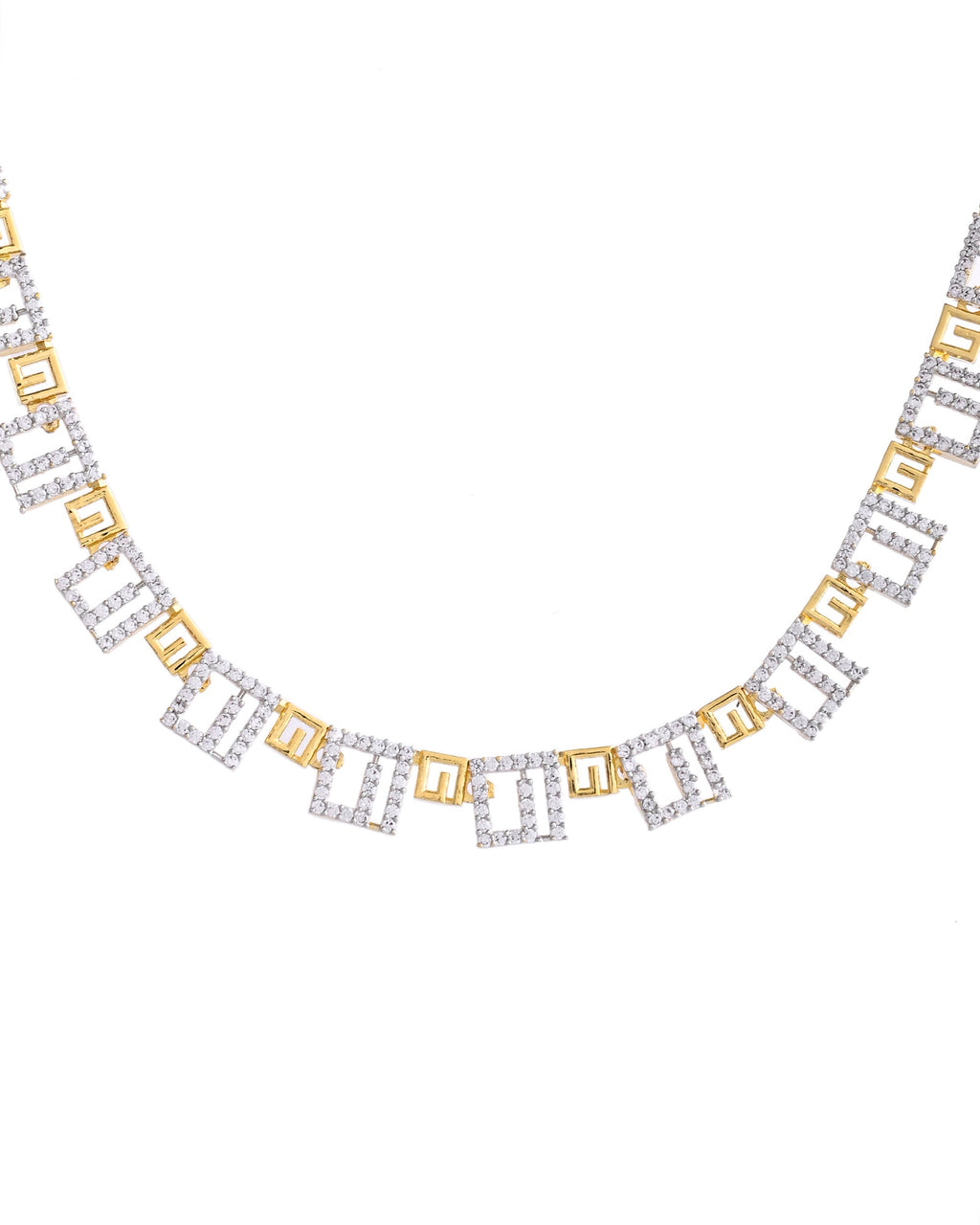 VOJ Gold-Polished Geometrical AD Jewellery Set