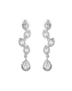 VOJ Silver Plated Tear Drop Shaped AD Necklace With Earrings Set