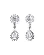 VOJ Silver Plated AD Stone Studded Necklace With Earrings Set