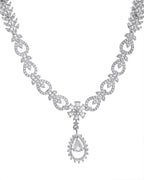 VOJ Silver Plated AD Stone Studded Necklace With Earrings Set