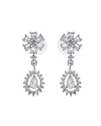 VOJ Silver Plated AD Stone Studded Necklace With Earrings Set