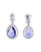 VOJ Silver Plated Purple Stone Studded AD Jewellery Set