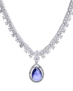 VOJ Silver Plated Purple Stone Studded AD Jewellery Set